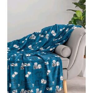 Peanuts‎ 75th Anniversary Snoopy Blue Berkshire Blanket Velvetsoft Brand New